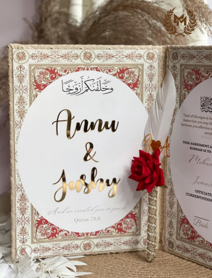 Nikah Booklet With Acrylic Name