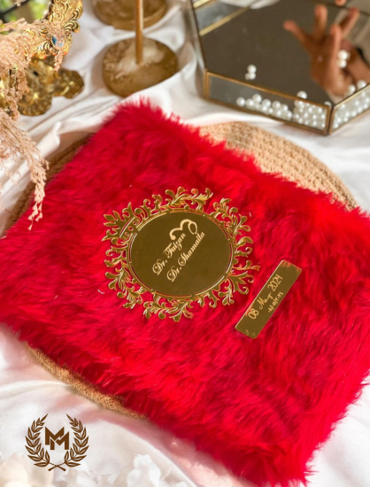 Nikah Booklet Red Furr Velvet