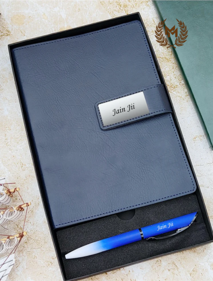 Personalized Elegant Leather Diary & Pen Gift Set