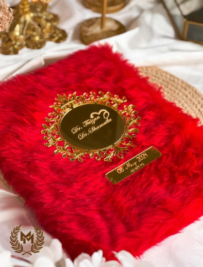 Nikah Booklet Red Furr Velvet