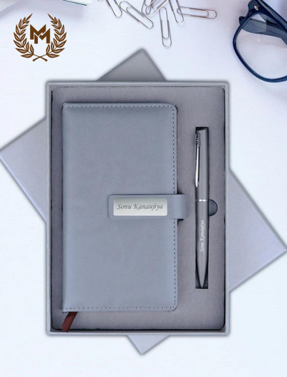 Personalized Mini Leather Diary & Pen Gift Set