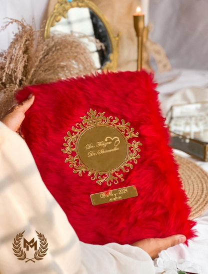 Nikah Booklet Red Furr Velvet