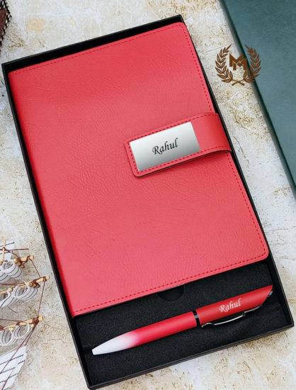 Personalized Elegant Leather Diary & Pen Gift Set