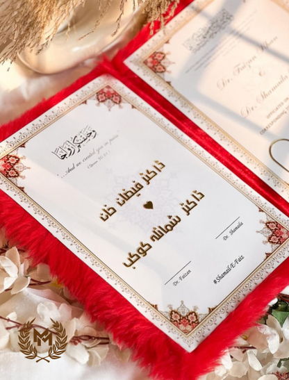 Nikah Booklet Red Furr Velvet