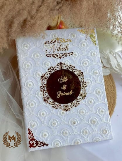 Nikah booklet White Embroidery