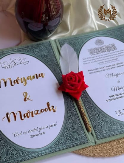 Nikah Booklet Mint Green Velvet