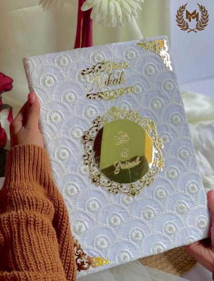 Nikah booklet White Embroidery