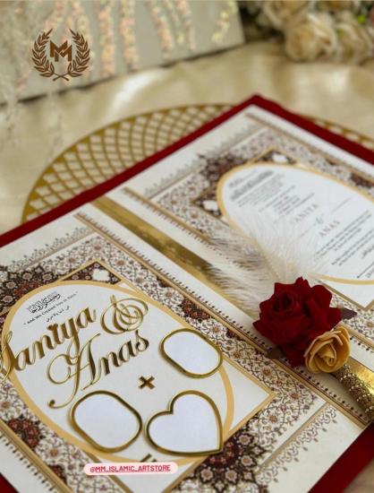 Nikah Booklet Premium Red With Front Acrylic Design