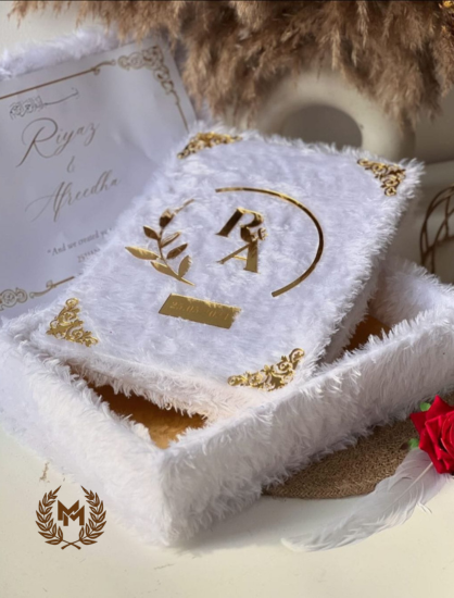 Nikah Booklet Premium White Velvet Furr